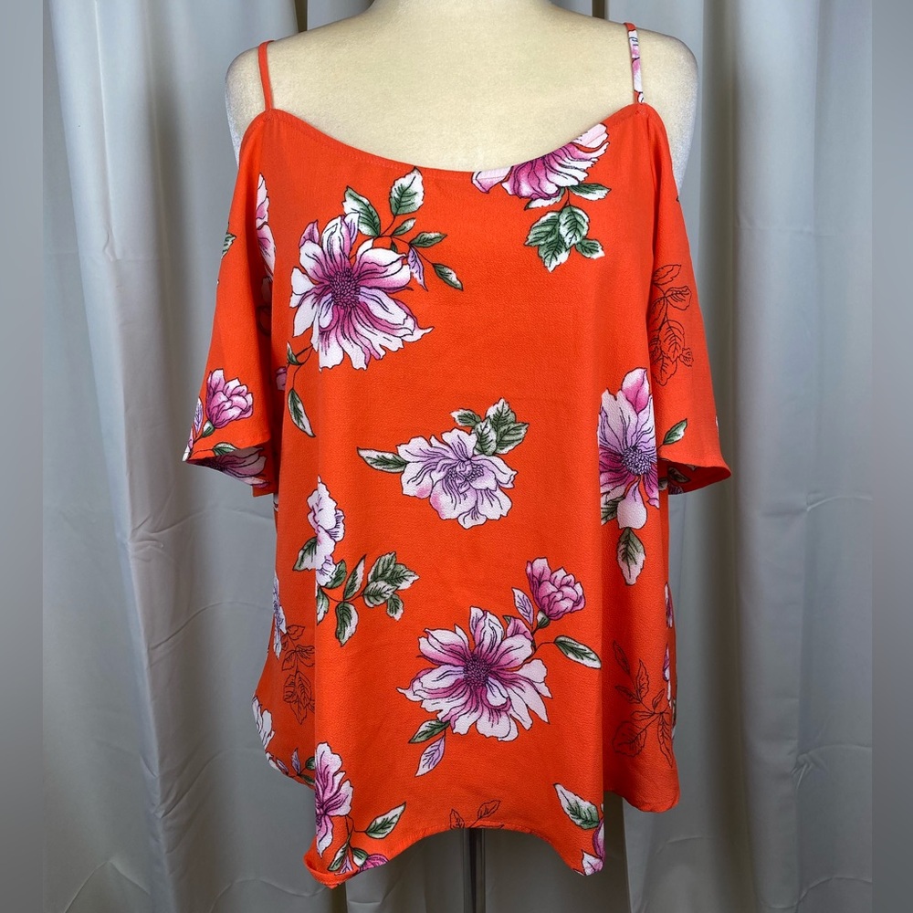 Kaileigh Orange Floral Off-Shoulder Blouse